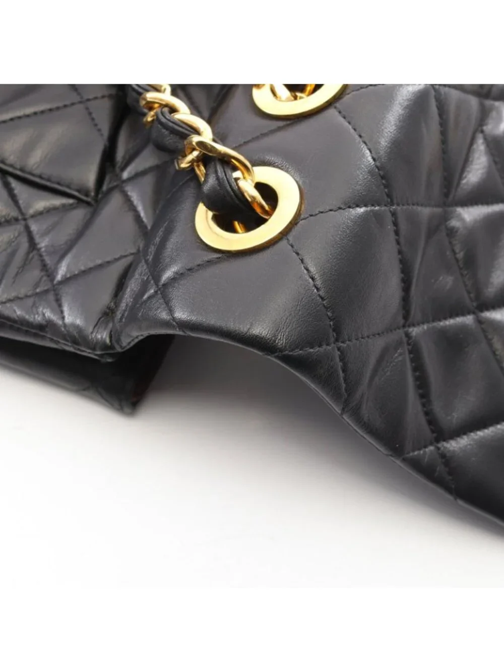 Chanel Shoulder Bag Maxi Quilted 34 Black Lambskin Chain